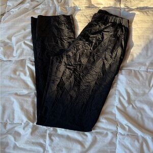 Women's Black Elastic-Waist Crinkle-effect Pants